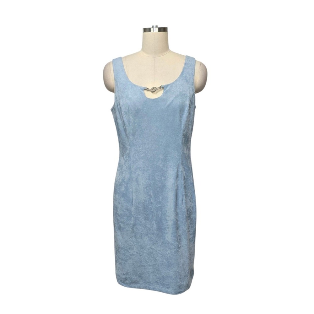 Joseph Ribkoff Vintage Light Blue Sheath Dress Hardware Detail Womens Size 10